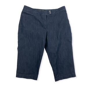 Cato Blue Denim Capri Pants Dark Wash Sz 16 Cotton Blend Stretch Chambray Look